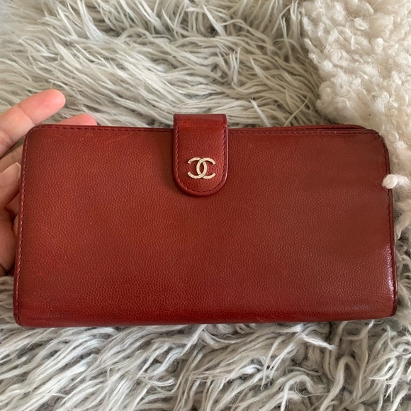 Chanel Red/Burgundy Leather Wallet - Picture 1 of 12